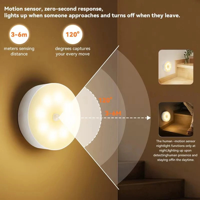 Luz LED Inteligente con Sensor de Movimiento USB Recargable