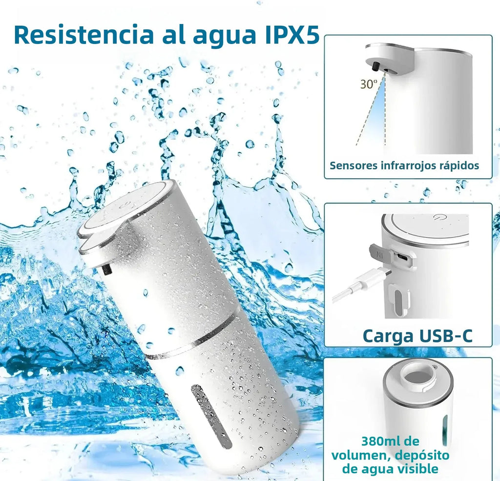 Dispensador Automático de Jabón con Sensor Recargable USB