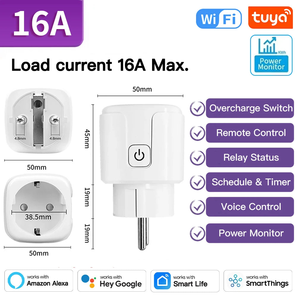 Enchufe Inteligente WiFi con Monitor de Consumo Compatible con Alexa y Google Home