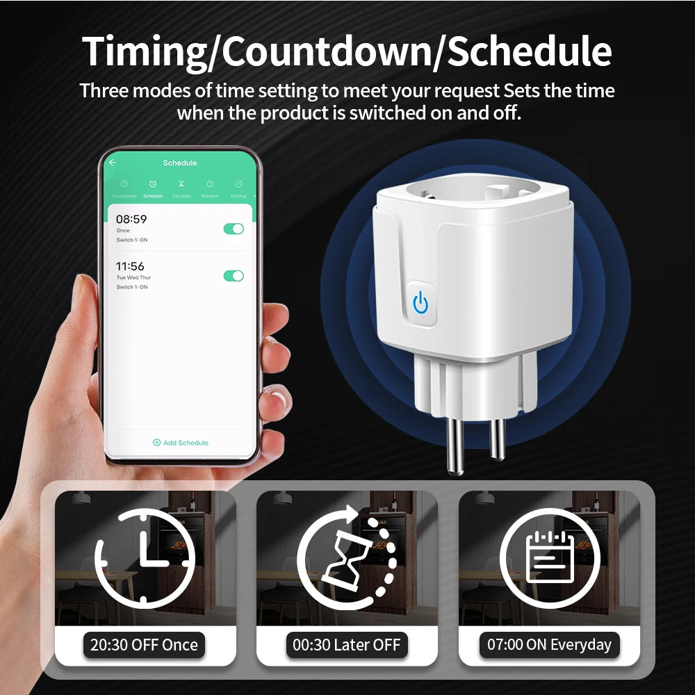 Enchufe Inteligente WiFi con Monitor de Consumo Compatible con Alexa y Google Home