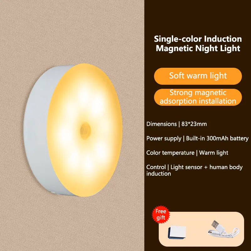 Luz LED Inteligente con Sensor de Movimiento USB Recargable