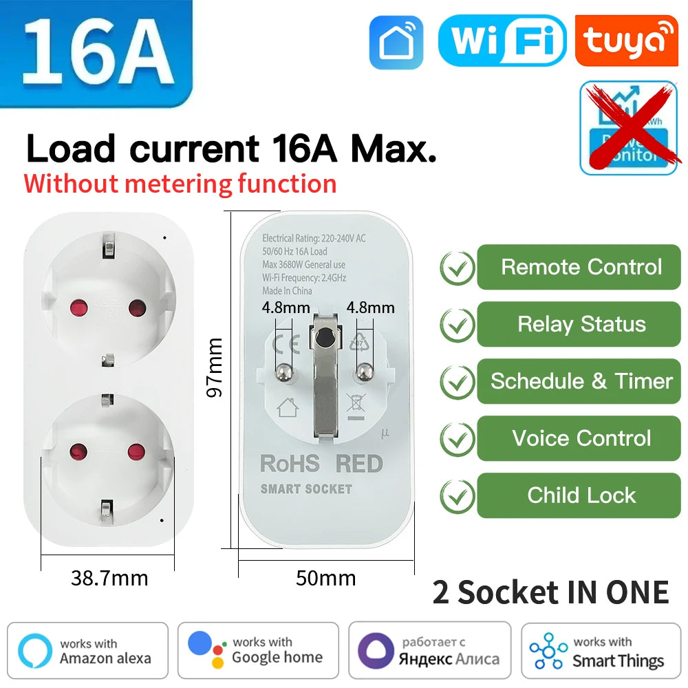 Enchufe Inteligente WiFi con Monitor de Consumo Compatible con Alexa y Google Home