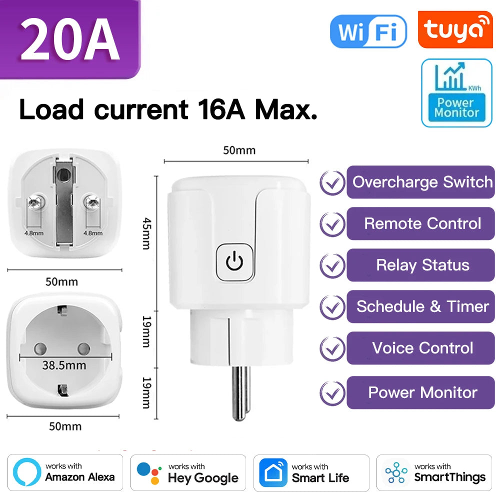 Enchufe Inteligente WiFi con Monitor de Consumo Compatible con Alexa y Google Home